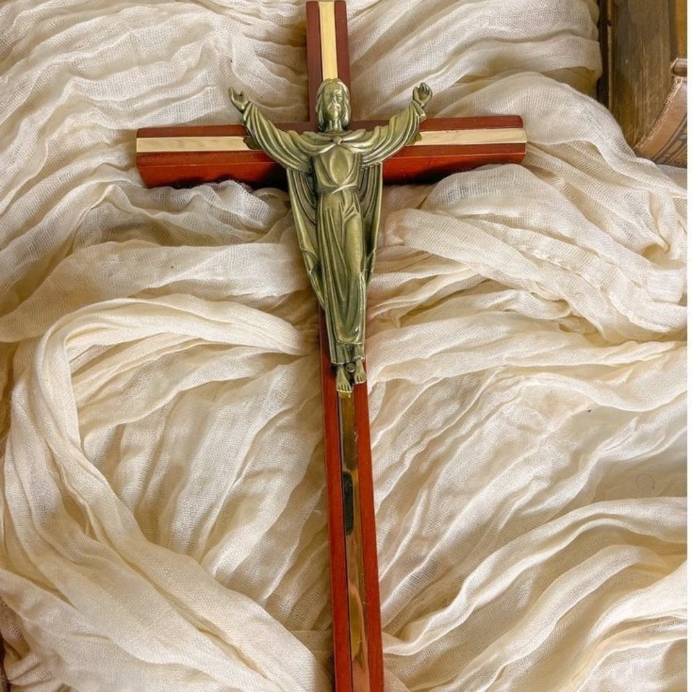 Brass and Wood Crucifix